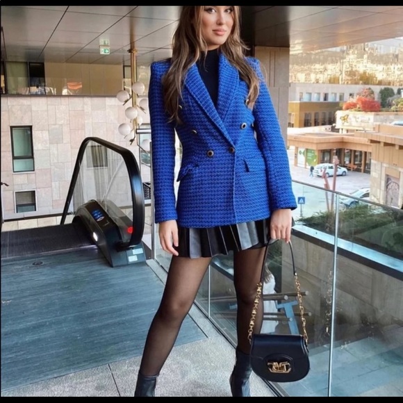 Zara combination faux leather textured blazer - Picture 5 of 14